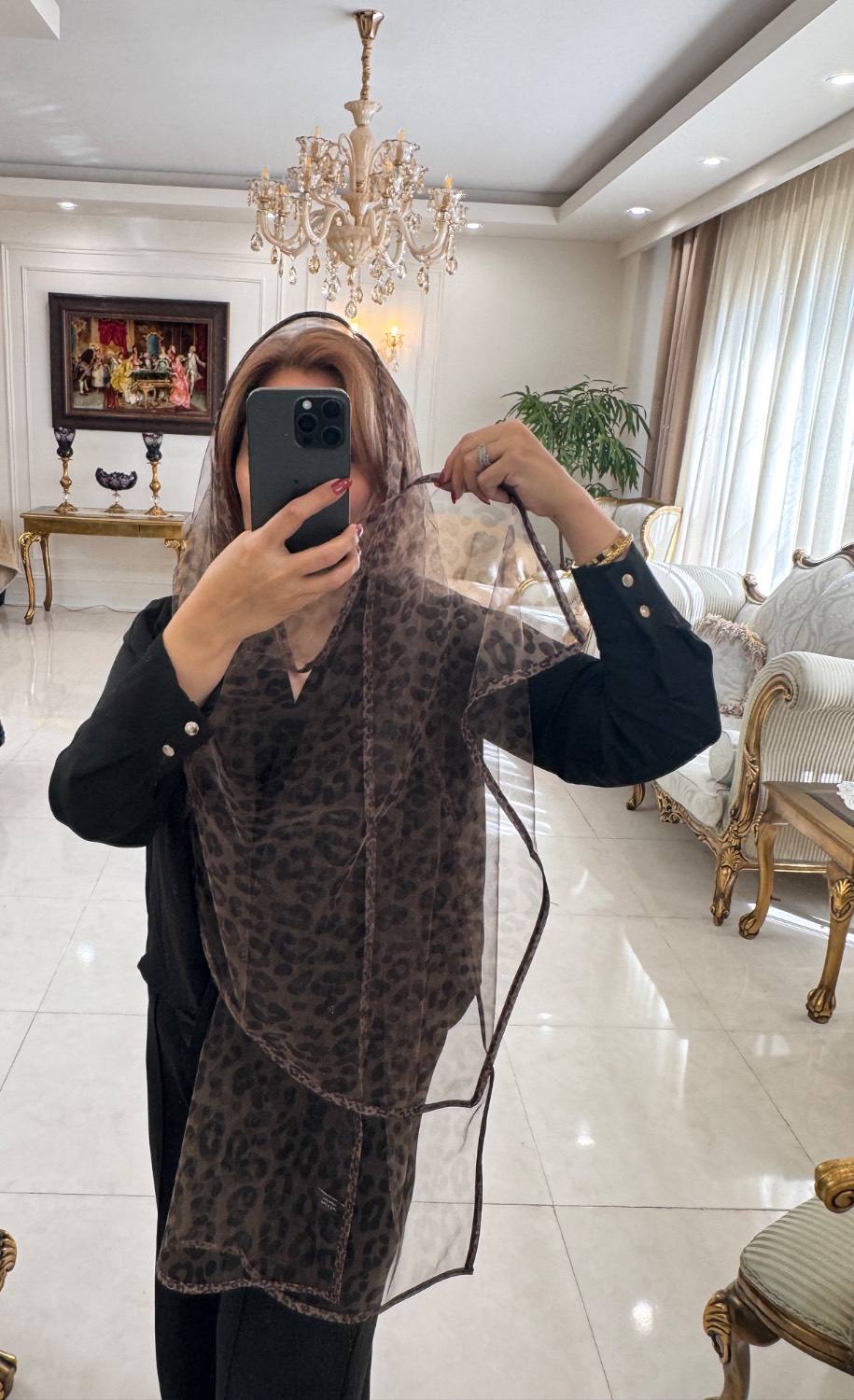 شال حریر پلنگی