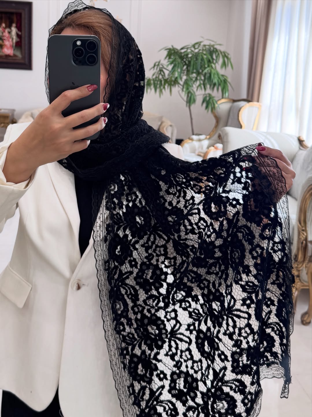 شال گیپور مخمل کوب وارداتی دور دانتل